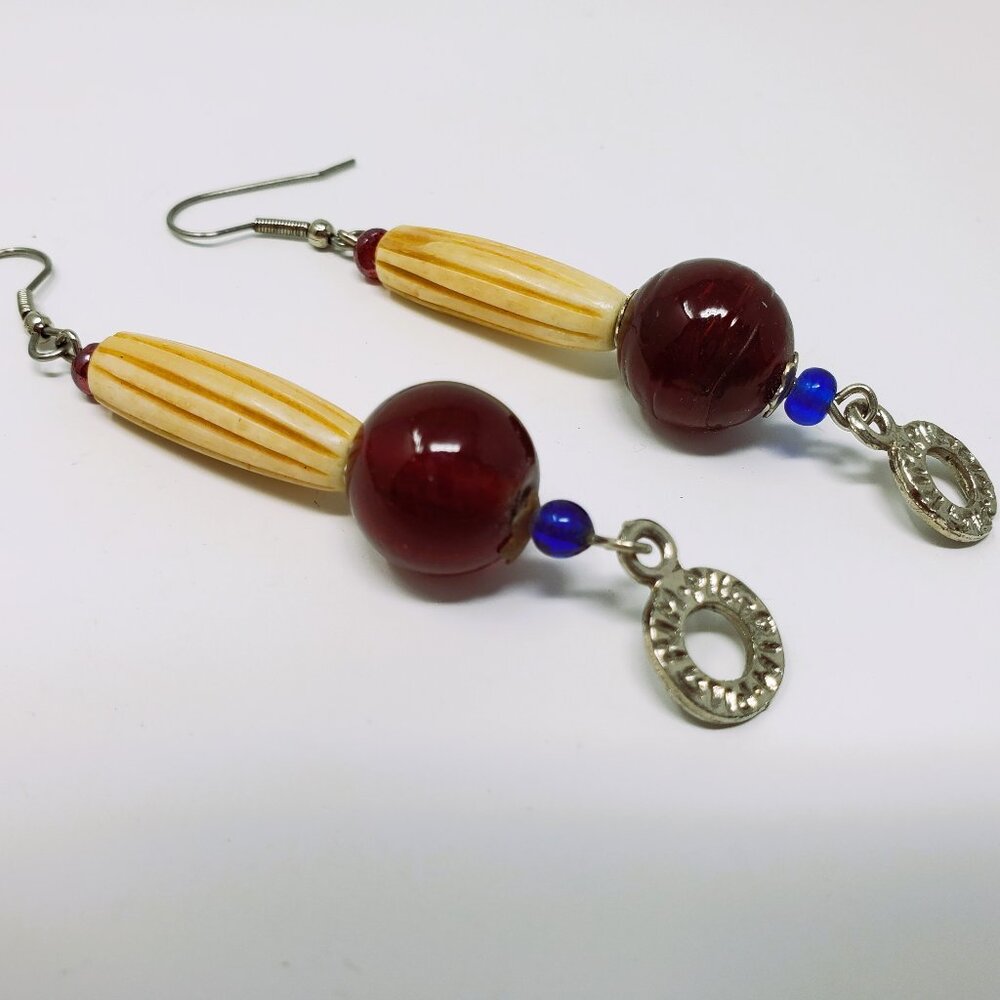 Earthy Beaded Drop Earrings